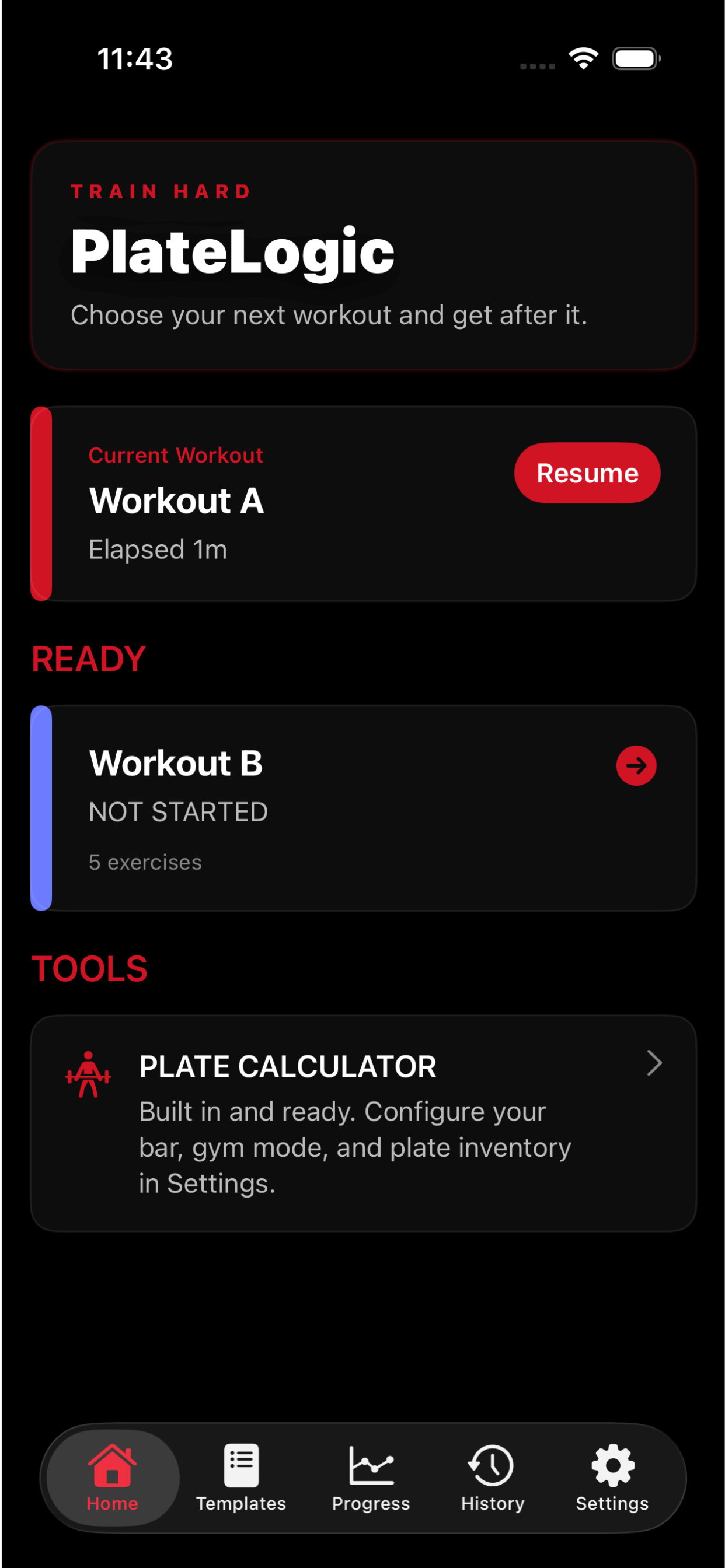 PlateLogic menu