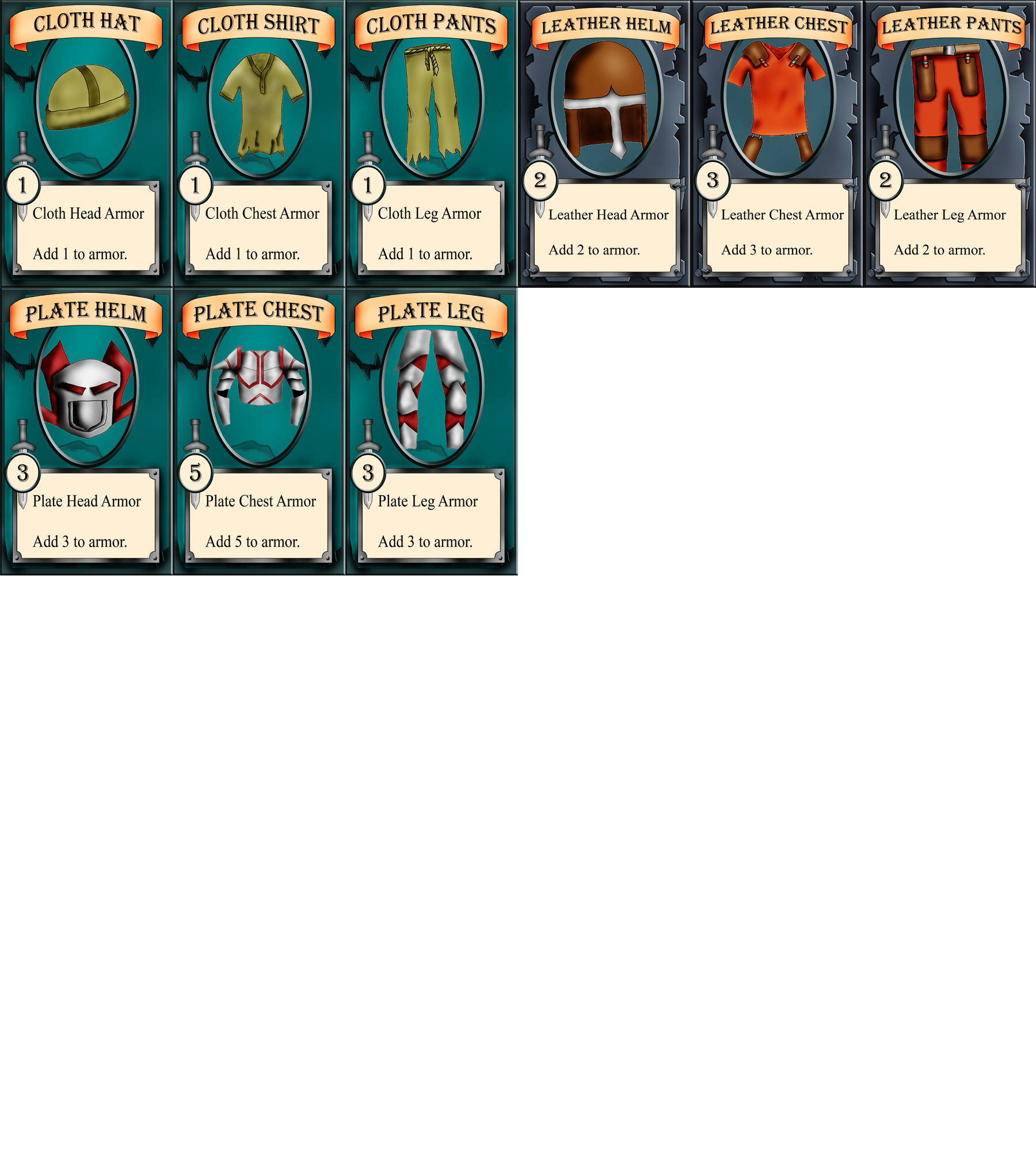 Original Warriors Realm armor card sprite sheet