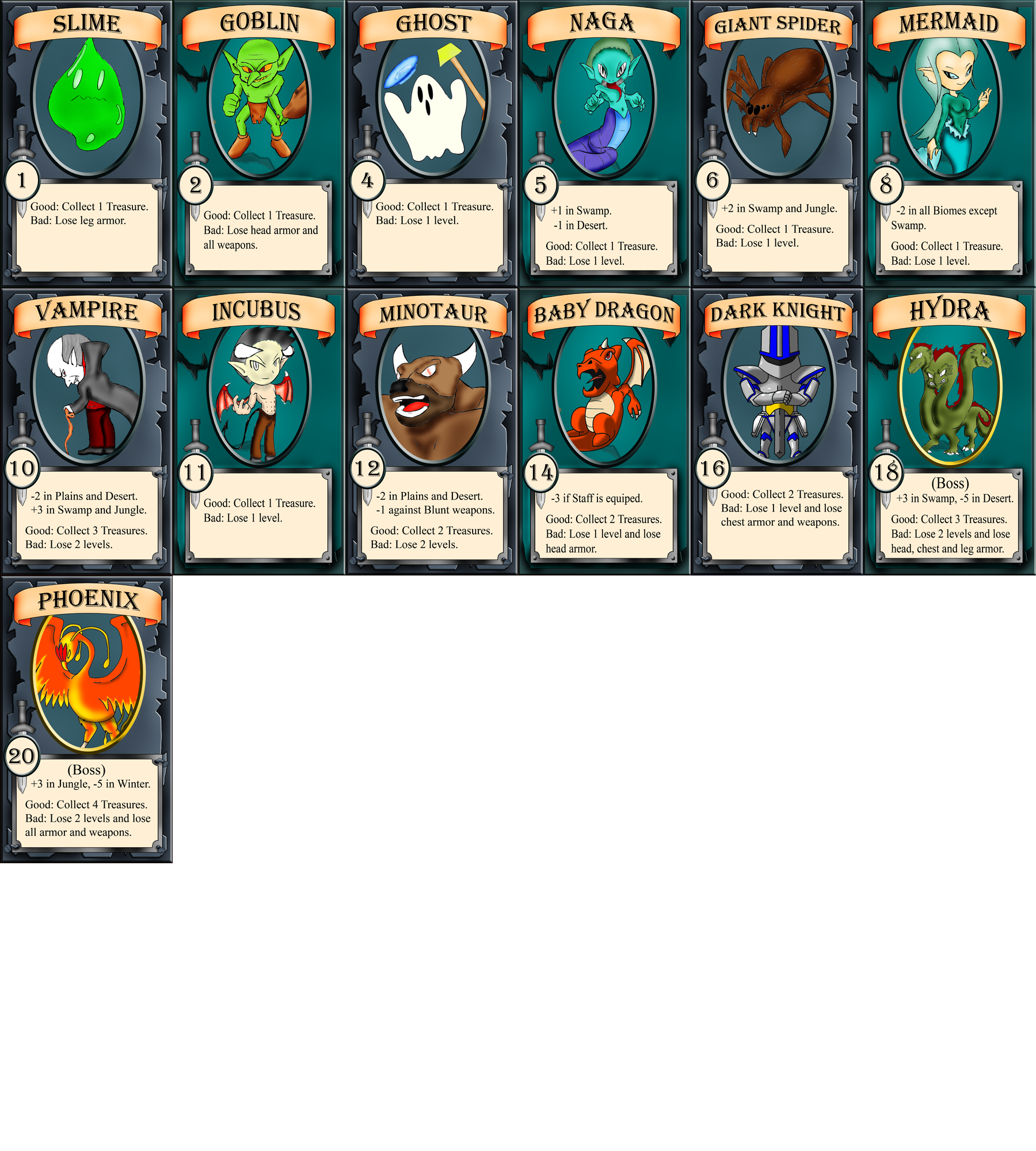 Original Warriors Realm monster card sprite sheet