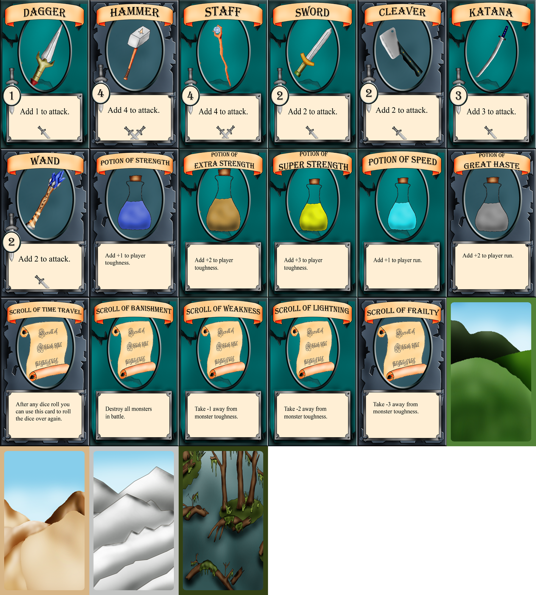 Original Warriors Realm weapon card sprite sheet